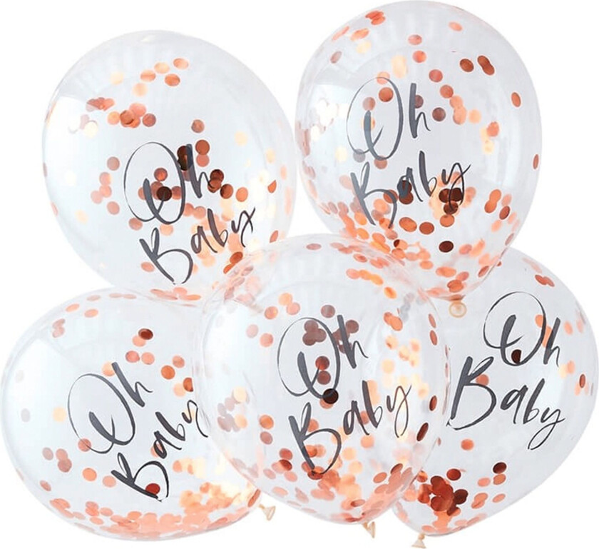 Konfettiballonger Oh Baby - 5-pakning