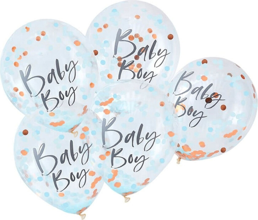 Konfettiballonger Baby Boy - 5-pakning
