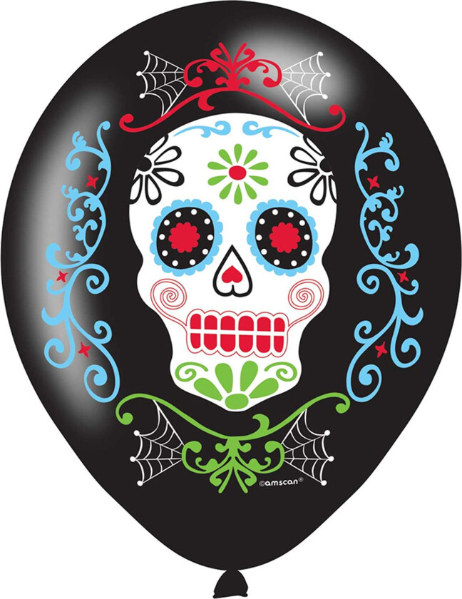 Ballonger Svarte Day of the Dead - 6-pakning