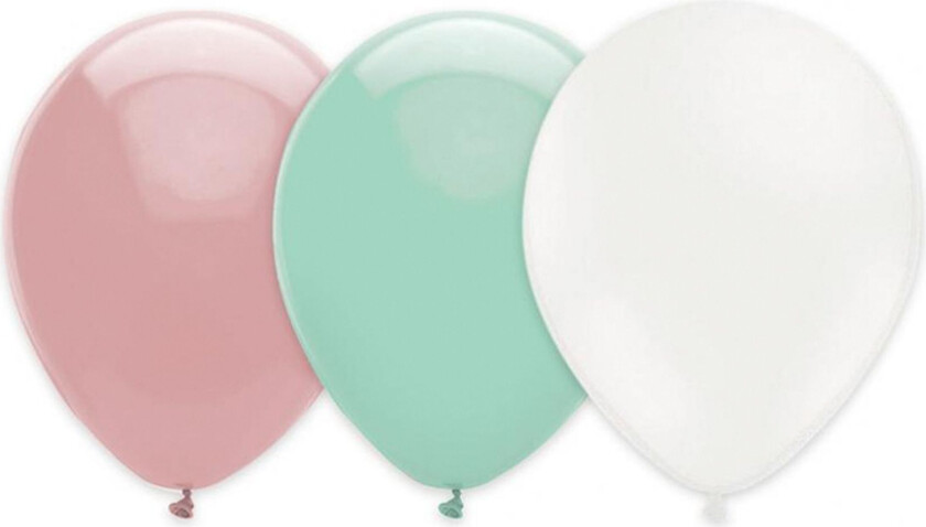 Ballongkombo Lyserosa/Mintgrønn/Hvit - 15-pakning