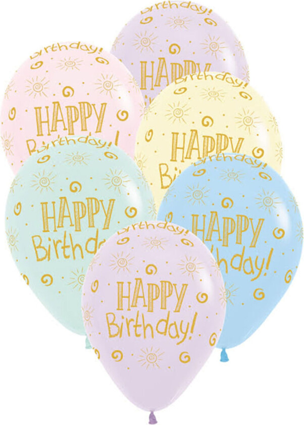 Ballonger Happy Birthday Flerfargede - 6-pakning