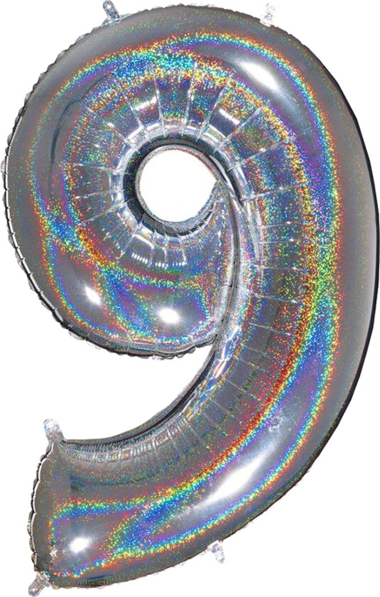 Tallballong Glitter Sølv - Tallet 9