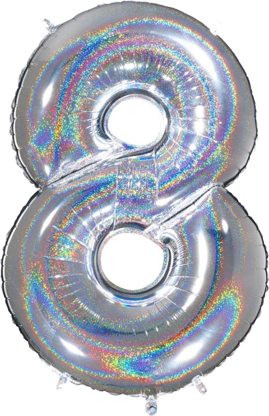 Tallballong Glitter Sølv - Tallet 8