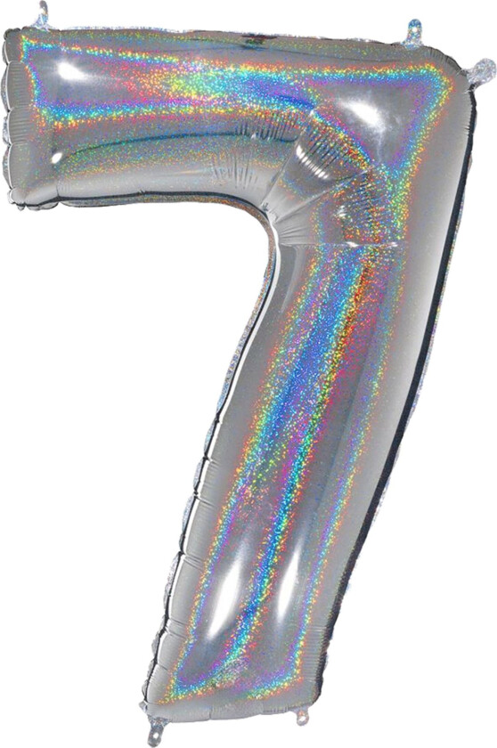 Tallballong Glitter Sølv - Tallet 7