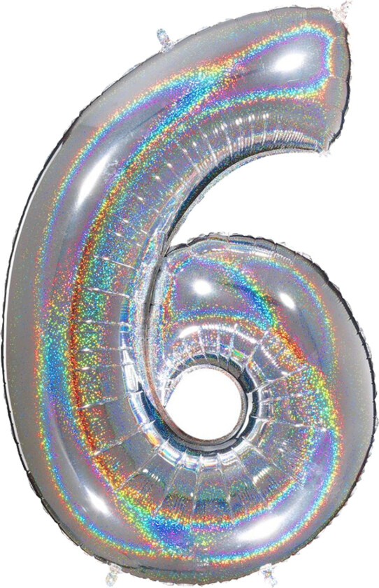Tallballong Glitter Sølv - Tallet 6