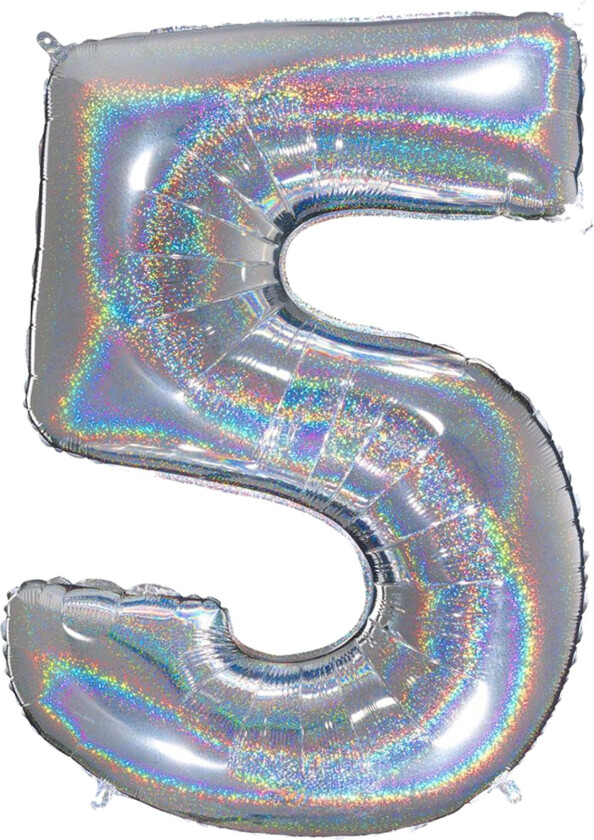 Tallballong Glitter Sølv - Tallet 5