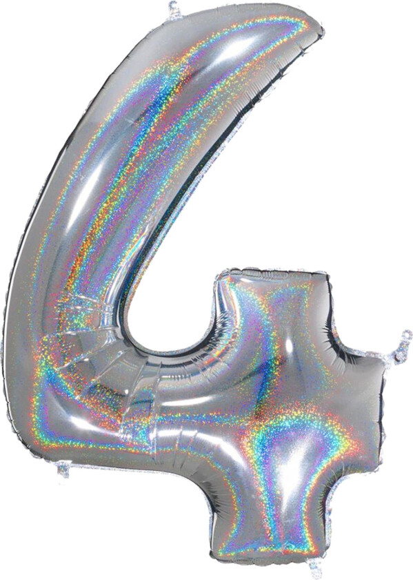 Tallballong Glitter Sølv - Tallet 4