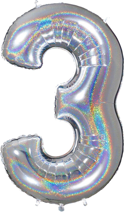 Tallballong Glitter Sølv - Tallet 3