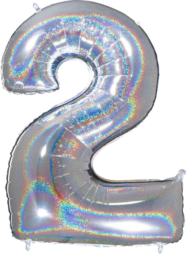 Tallballong Glitter Sølv - Tallet 2