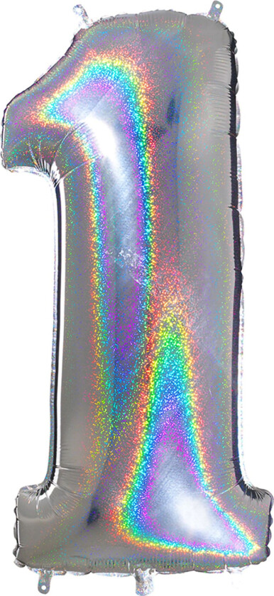 Tallballong Glitter Sølv - Tallet 1