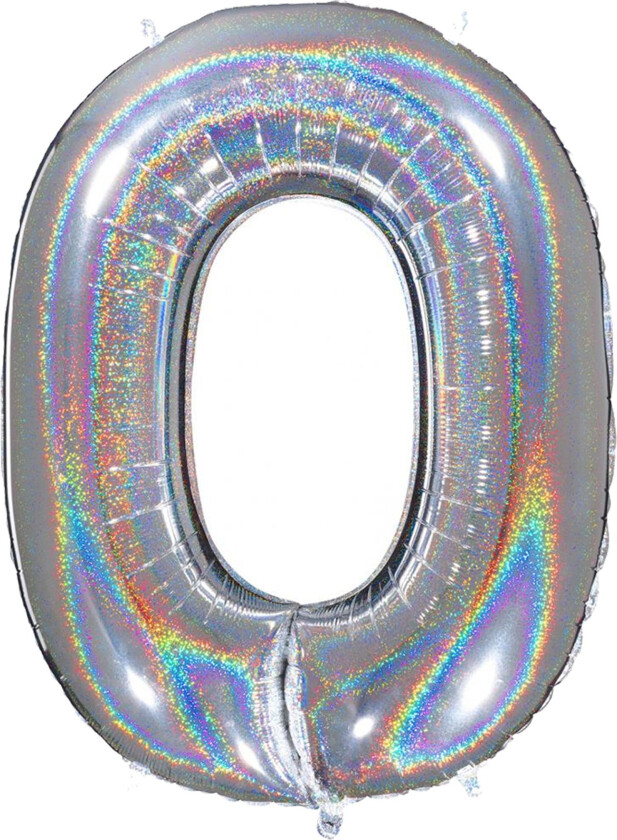 Tallballong Glitter Sølv - Tallet 0