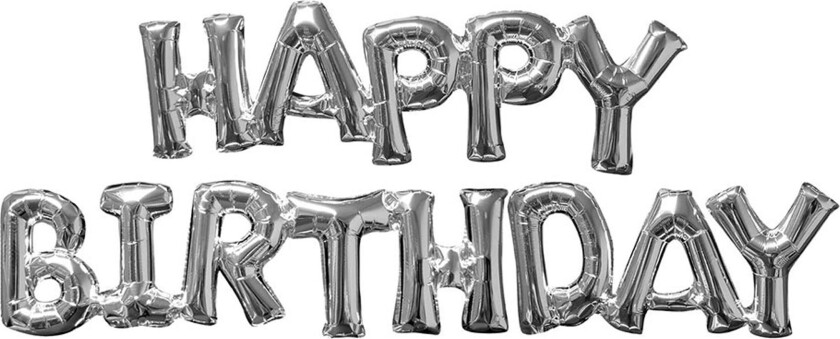 Bokstavballonger Happy Birthday Sølv