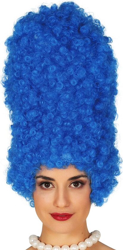 Krøllete Høy Blå Parykk - One size