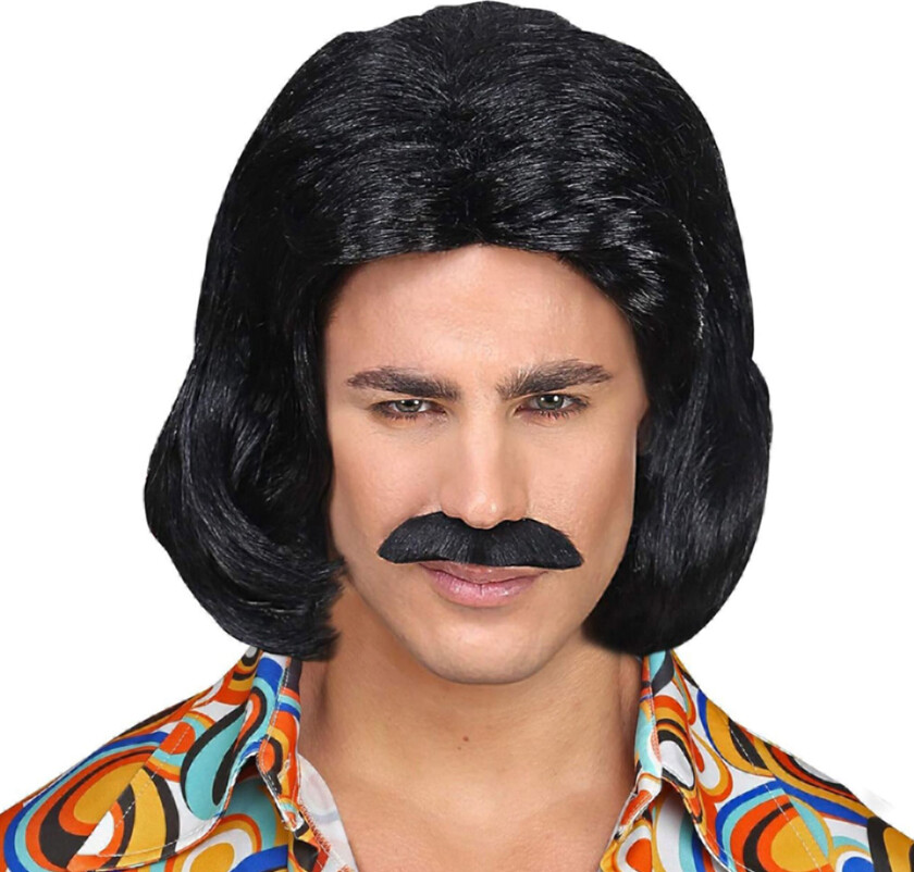 70-talls Dandy Svart Parykksett med Bart - One size