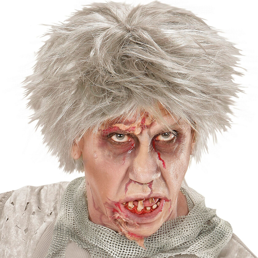 Kort Zombie Grå Parykk - One size