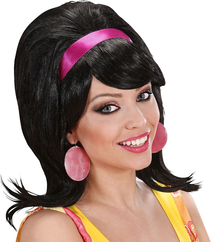 60-talls Svart Parykk - One size