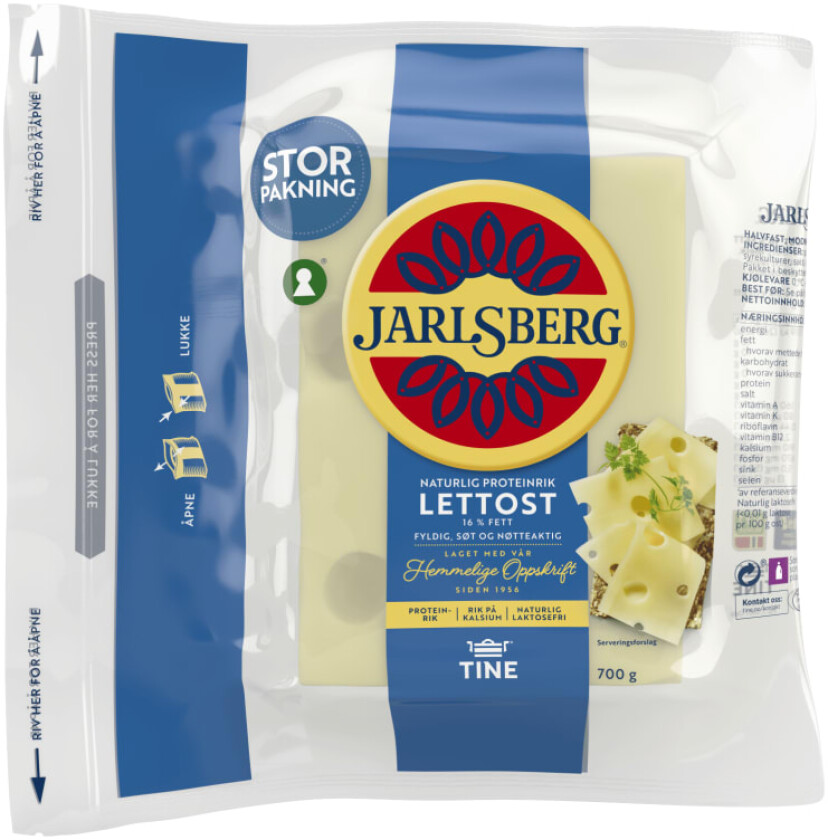 Jarlsberg Lett 700g 16% Fett