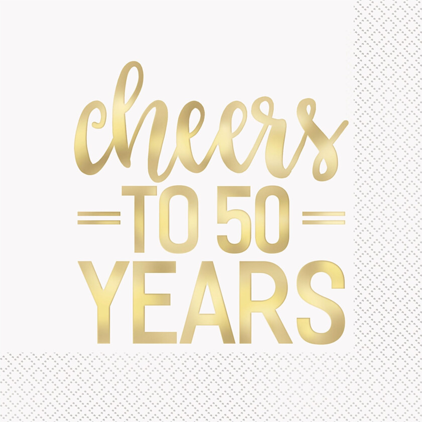 Servetter Cheers to 50 Years Gull - 16-pakning