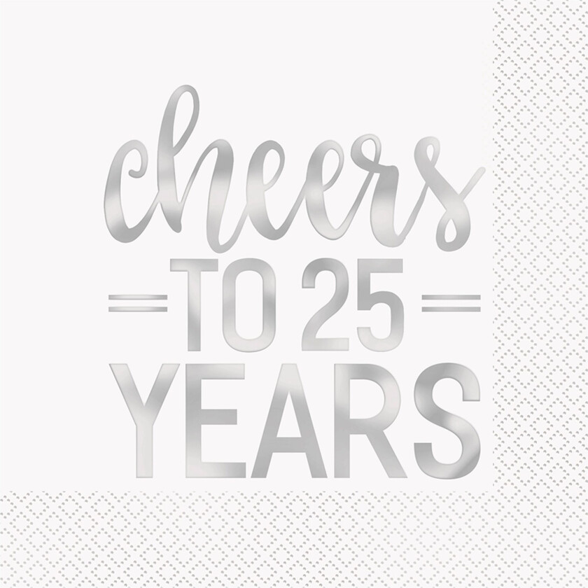 Servietter Cheers to 25 Years Sølv - 16-pakning