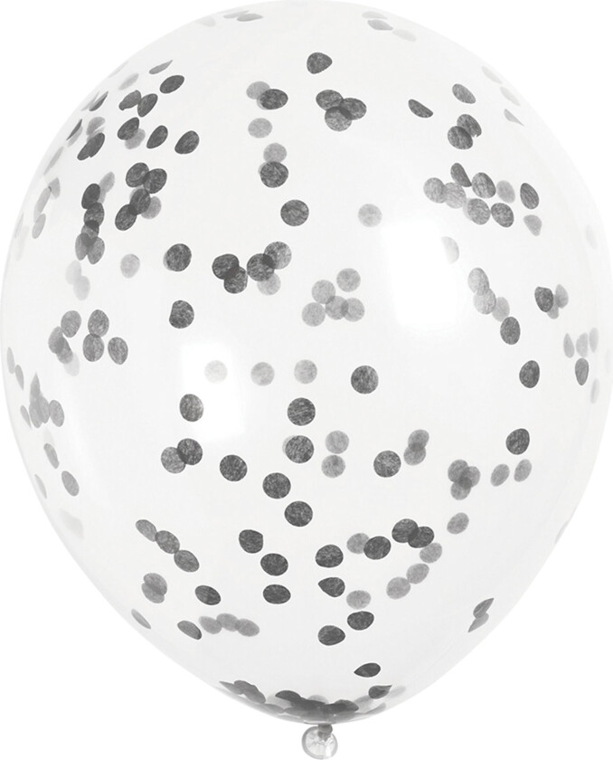 Konfettiballonger Svart/Grå - 6-pakning