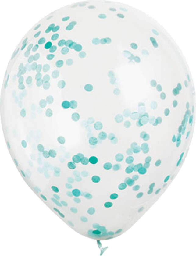 Konfettiballonger Turkise - 6-pakning