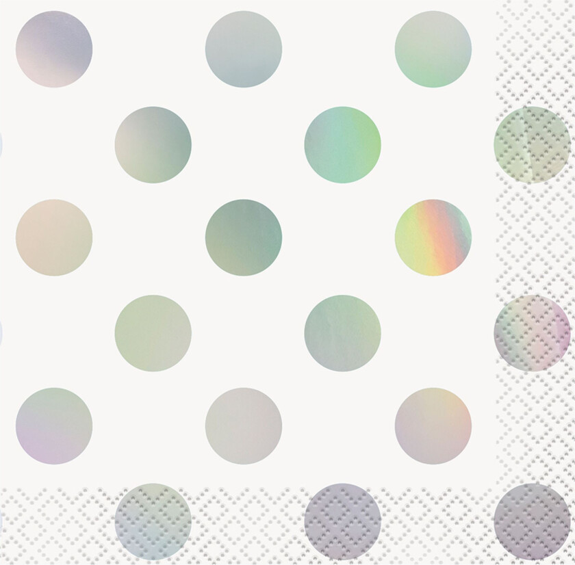 Kaffeservietter Sølv Metallic Polka Dot - 16-pakning