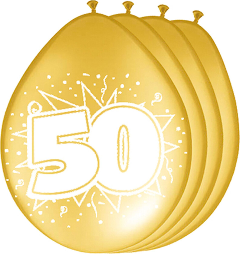 Ballonger 50-års Jubileum Gull - 8-pakning