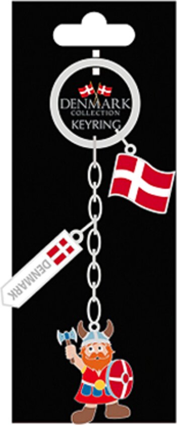 Souvenir Denmark Nøkkelring Viking/Flagg