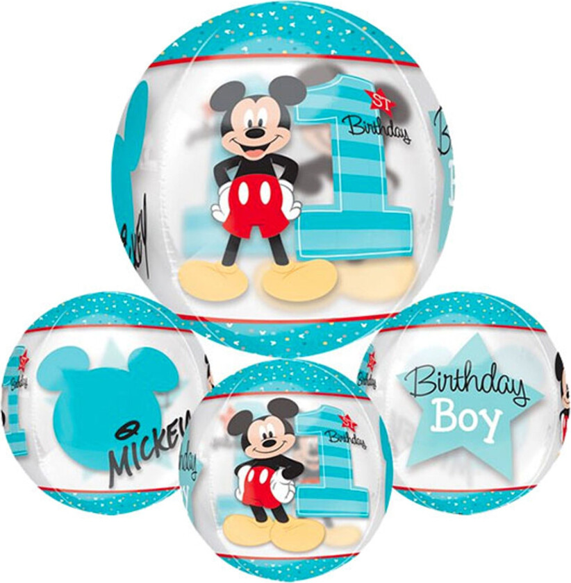 Folieballong Orbz 1st Birthday Mikke Mus