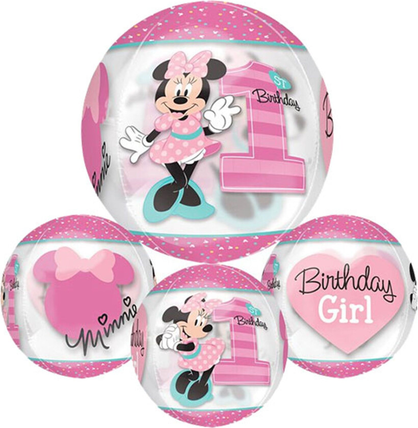 Folieballong Orbz 1st Birthday Minni Mus