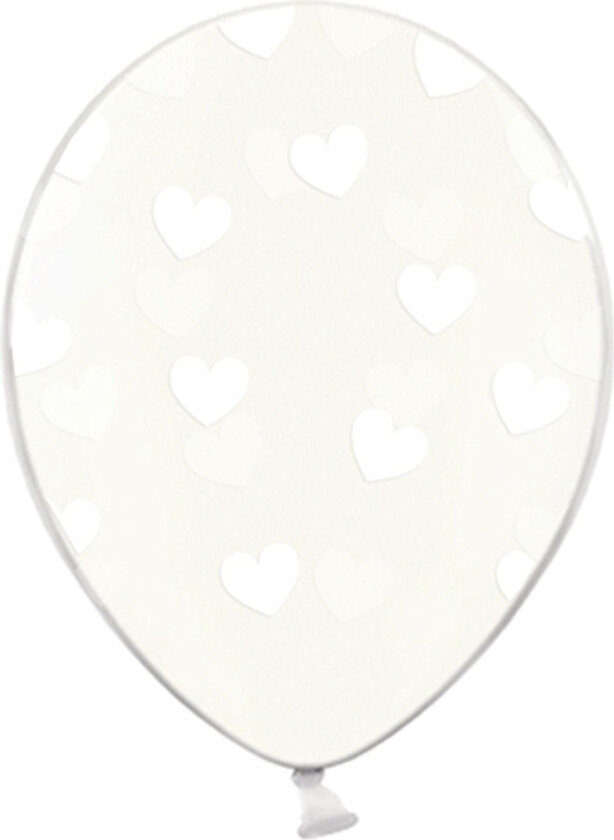 Ballonger med Hjerter Transparent - 6-pakning