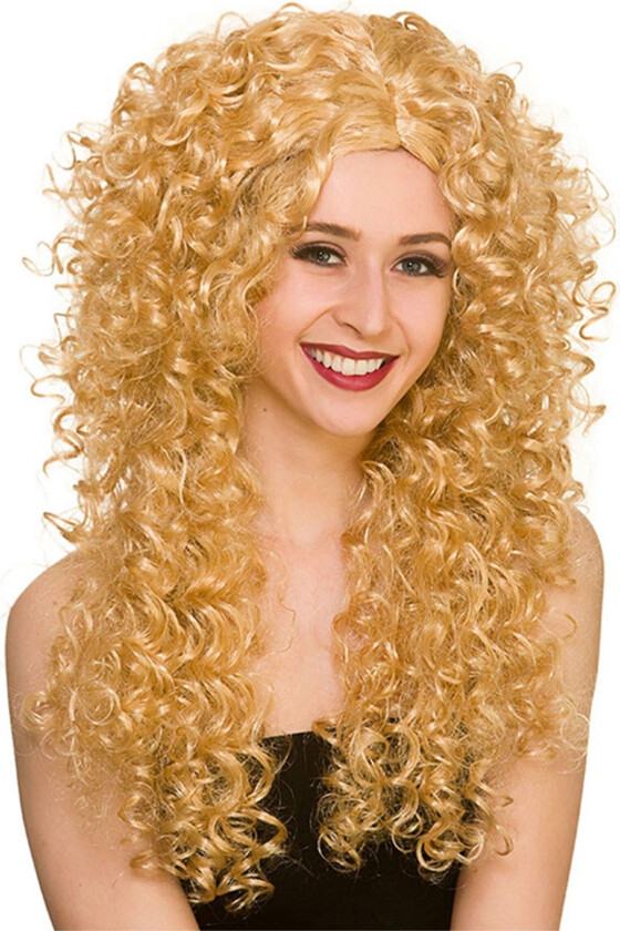 80-talls Lang Krøllete Blond Parykk - One size