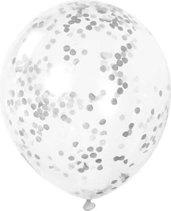 Konfettiballonger Sølv - 6-pakning