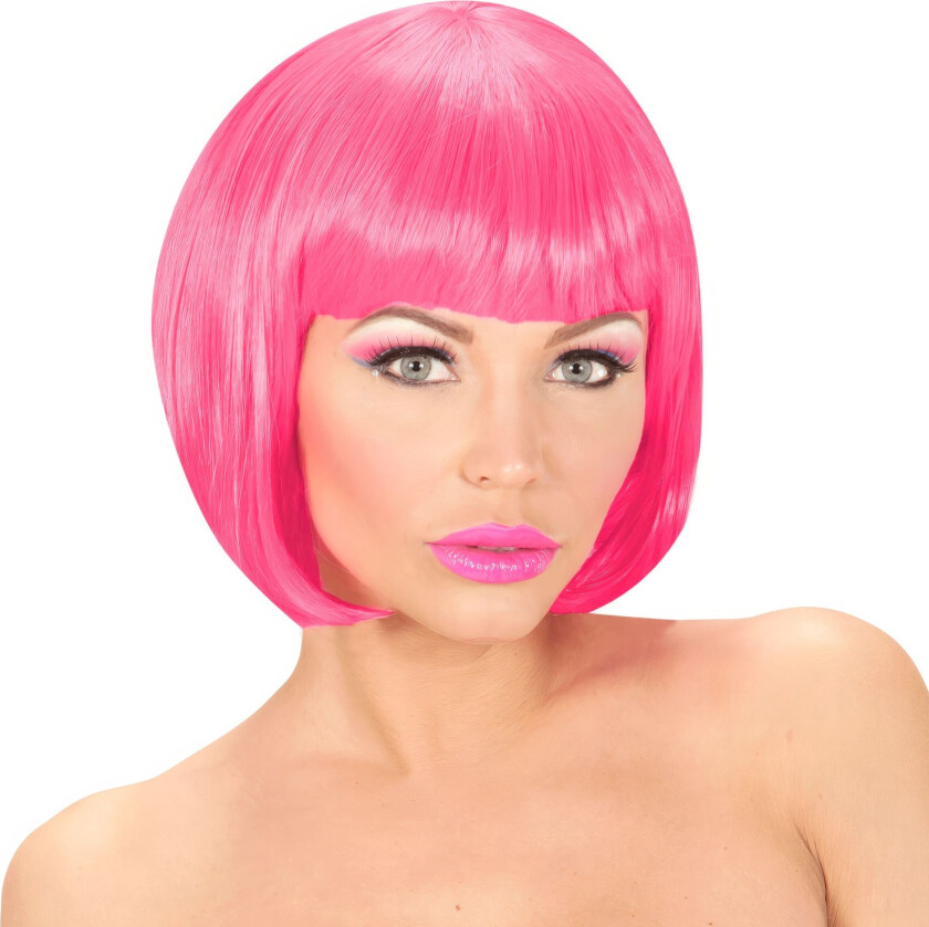 Kort Neonrosa Parykk - One size