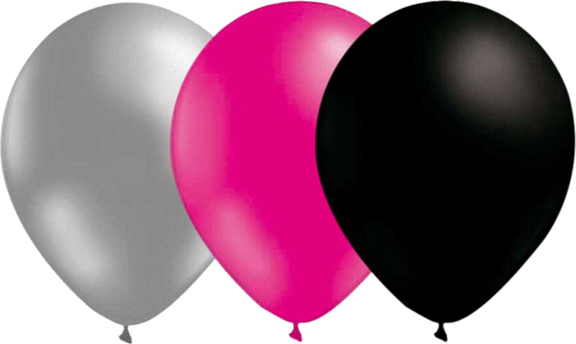 Ballongkombinasjon Sølv/Magenta/Svart - 15-pakning