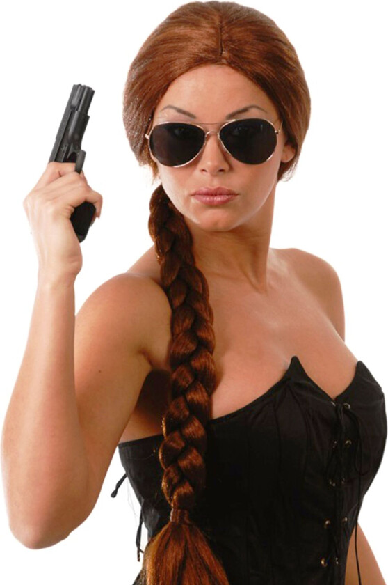 Brun Flettet Parykk - One size