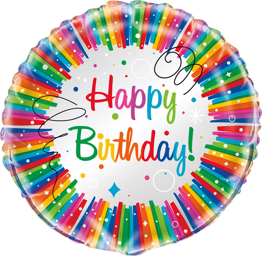 Folieballong Happy Birthday Regnbue