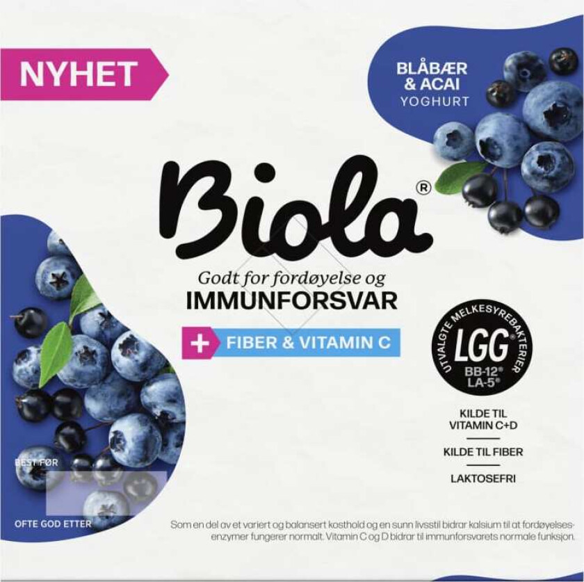 Biola Yoghurt Blåbær/Acai 4x125g