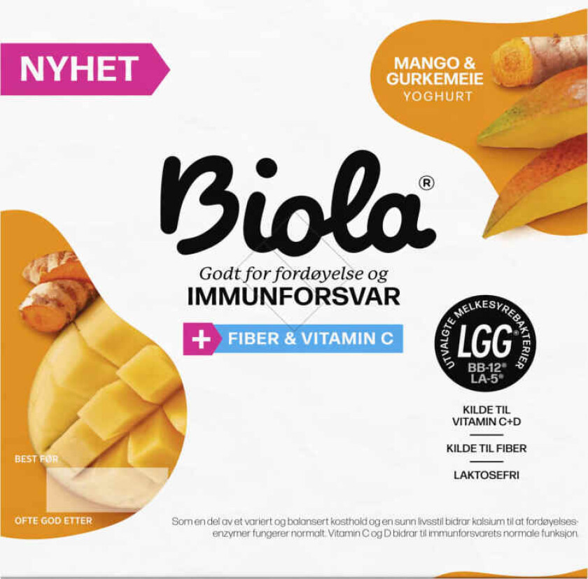 Biola Yoghurt Mango/Gurkemeie 4x125g