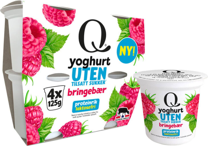 Yoghurt m/Bringebær uten Sukker 4x125g