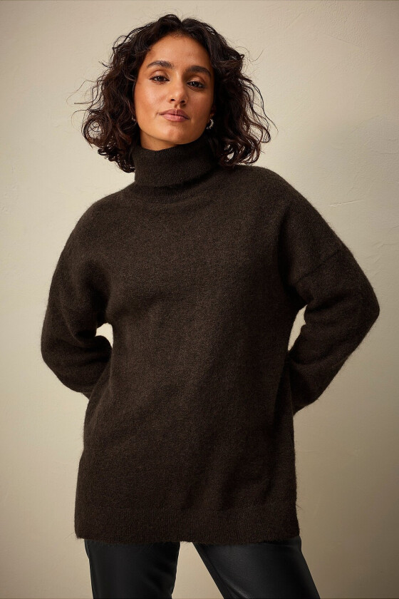 Genser Della Premium i mohairblanding - Brun