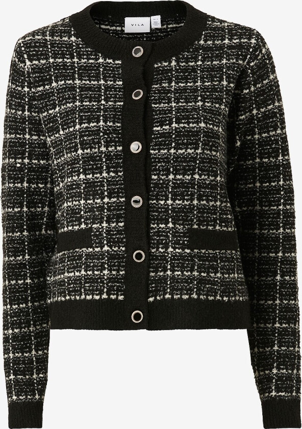 Kardigan viAudrey Check L/S Knit - Svart