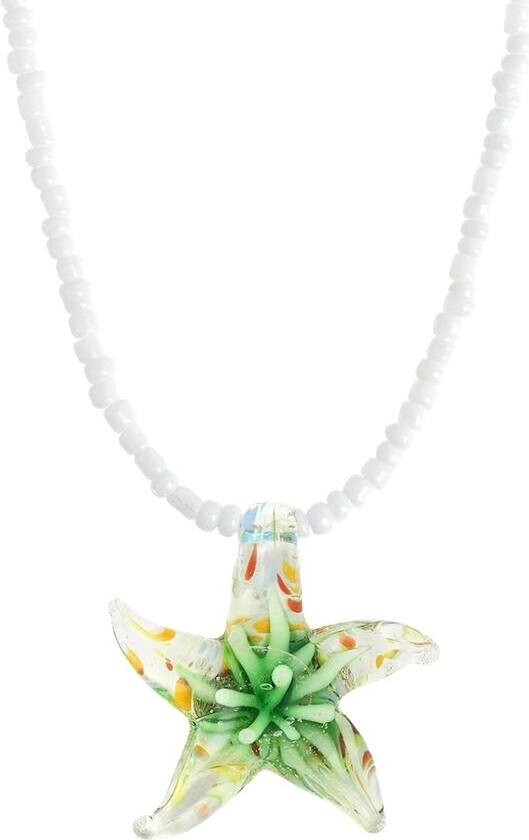 Serafina Glass Starfish Necklace Green Glaze