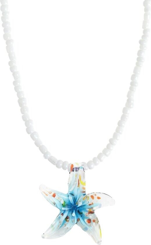 Serafina Glass Starfish Necklace Blue Glaze
