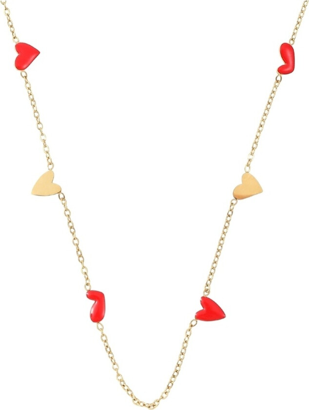 Linnea Heart Chain Necklace Red And Gold