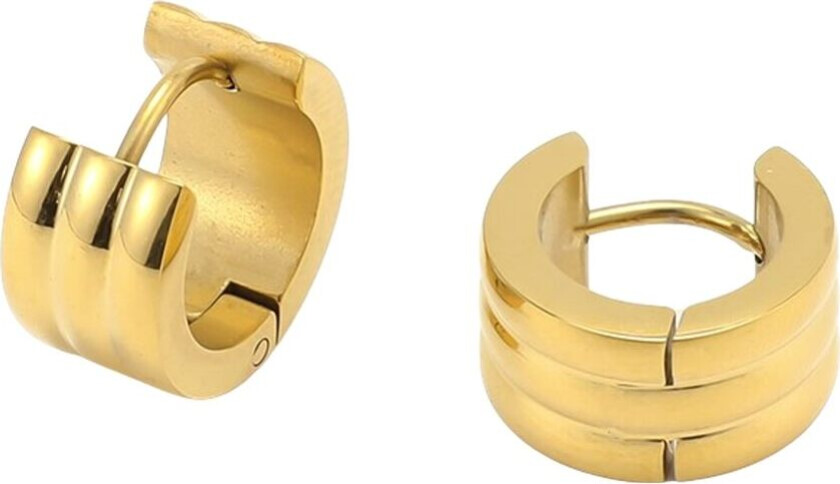 Ruby Triple Huggie Hoop Earrings Gold