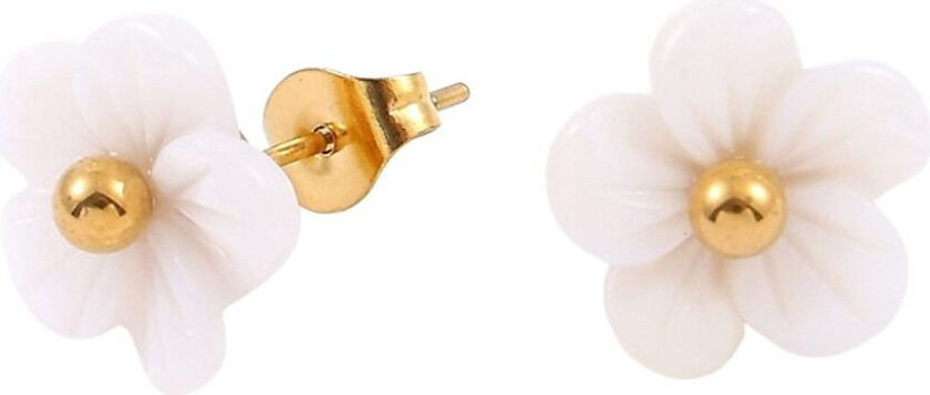 Ellen White Flower Stud Earrings