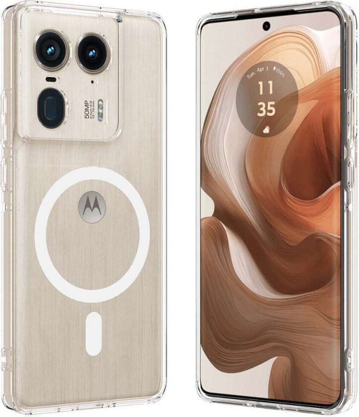 Motorola Edge 50 Ultra Hybrid Plast Deksel - MagSafe Kompatibel - Gjennomsiktig / Hvit