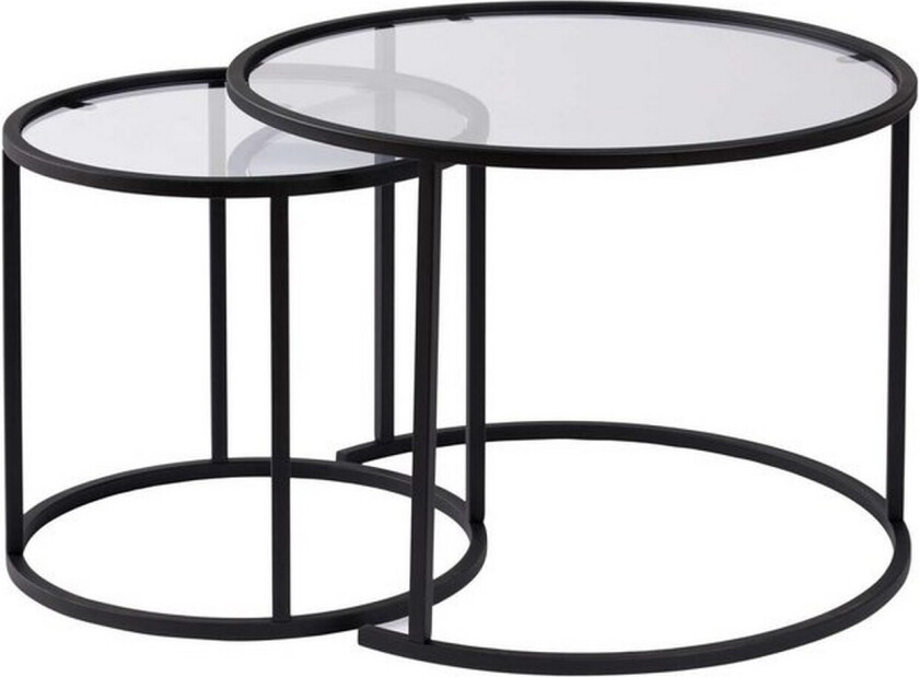 Sofabordsett 2 stykker Rikiya Liten Svart Transparent - Svart Transparent