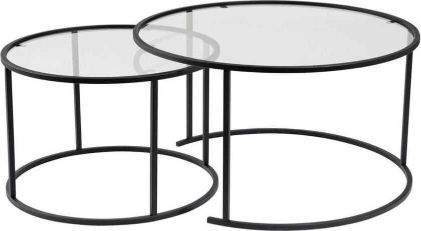 Sofabordsett 2 stykker Rikiya Svart Transparent - Svart Transparent